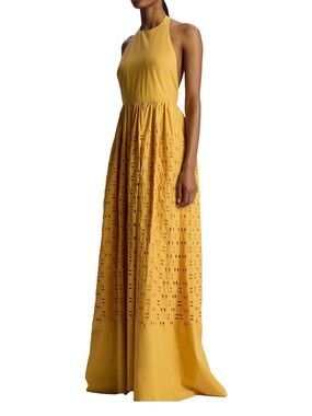 ALC yellow halter eyelet maxi dress